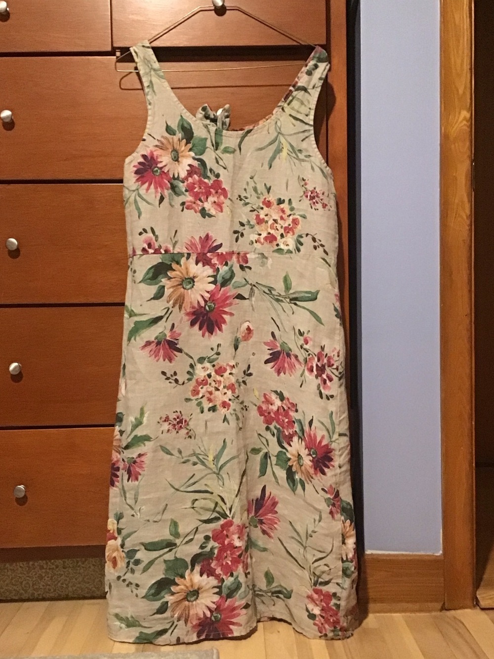 Linen Floral Midi Dress